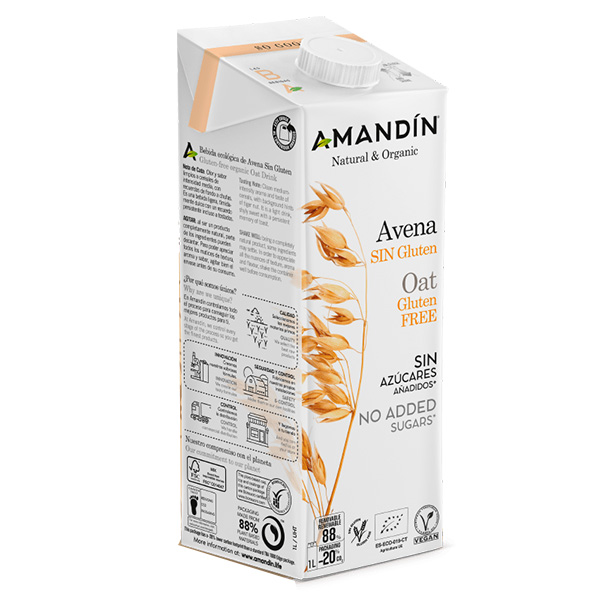 Bebida de Avena sin gluten Eco 1L.&nbsp;Amandin