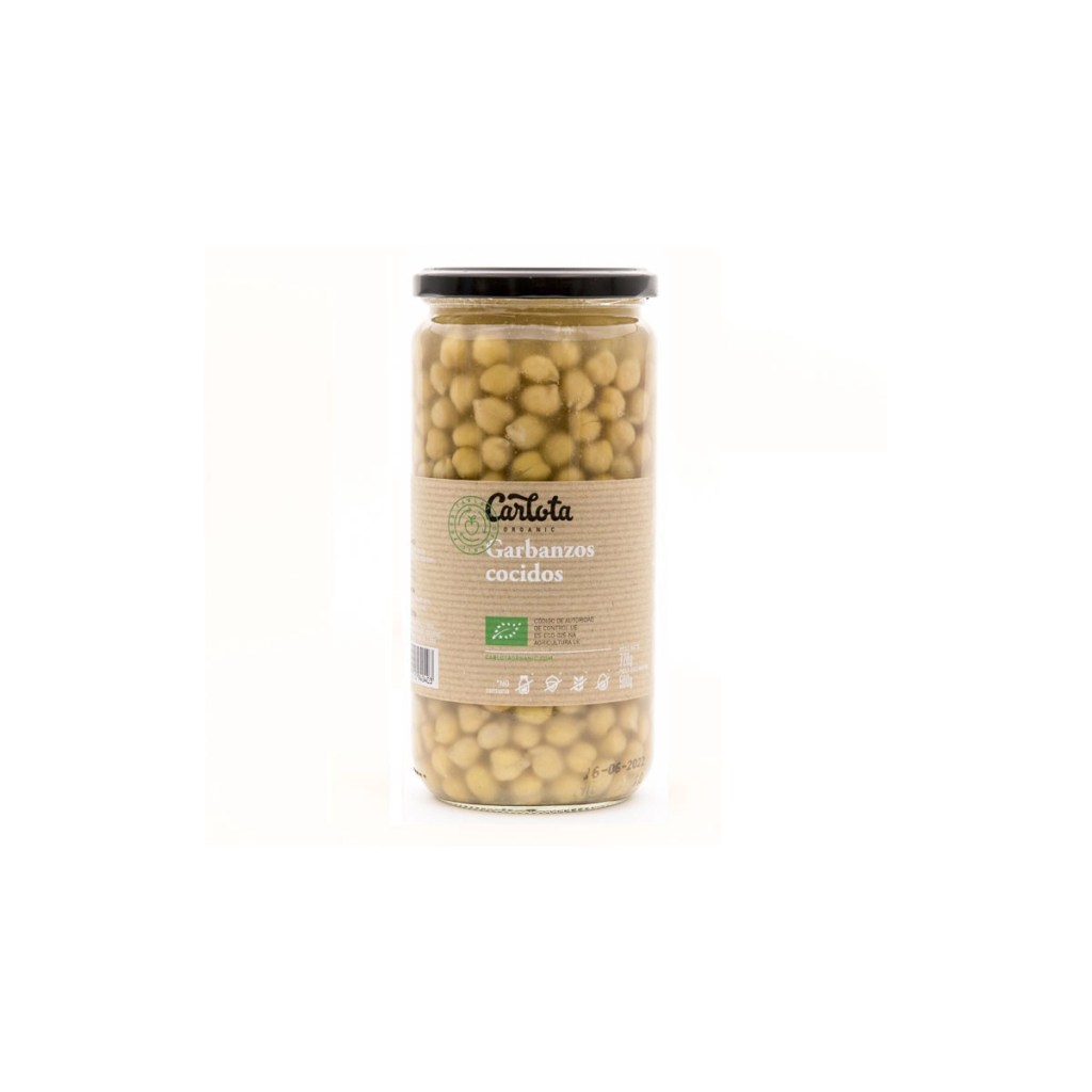 Garbanzos cocidos vegano sin lactosa sin gluten sin huevo 720g Eco Carlota Organic.&nbsp;3,30€