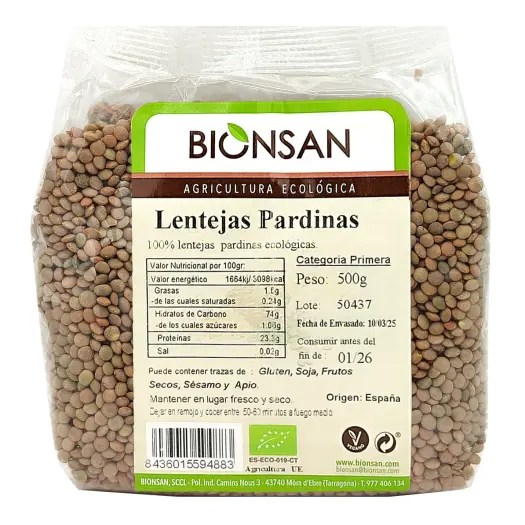 Lentejas Pardina sin gluten Eco 500g Bionsan&nbsp;4,80€
