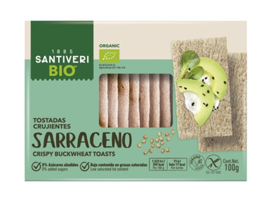 Tostadas crujientes ligeras sarraceno 20unid sin gluten Eco Santiveri.&nbsp;2,60€