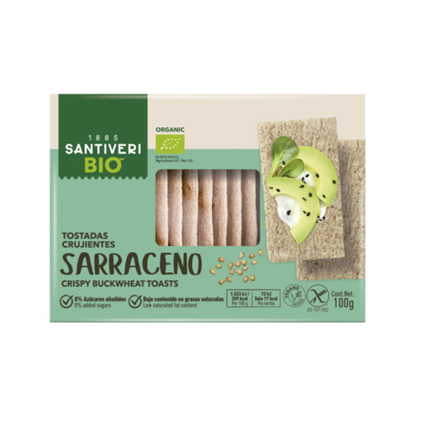 Tostadas crujientes ligeras sarraceno 20unid sin gluten Eco Santiveri.&nbsp;2,60€