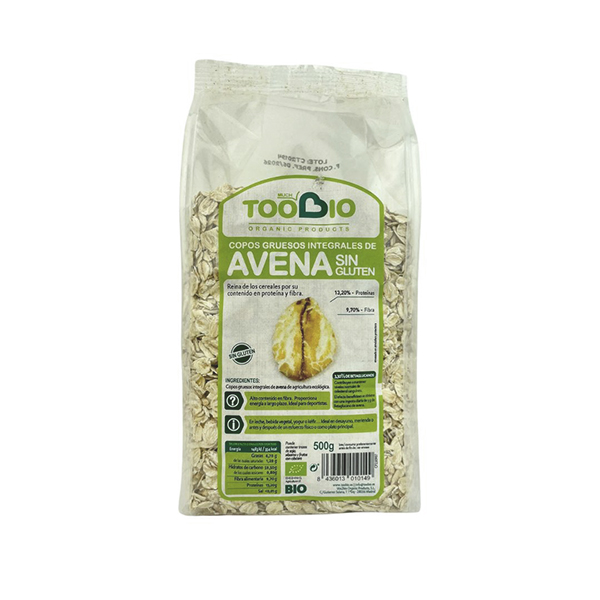 Copos gruesos avena sin gluten 500g Eco Toobio.&nbsp;3,10€