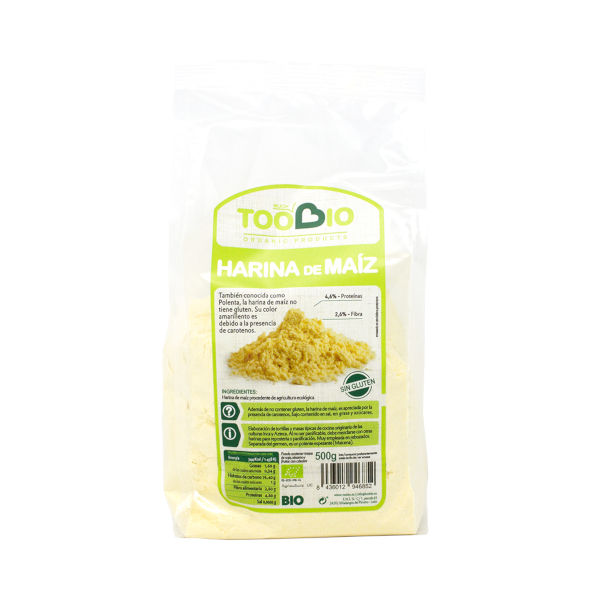 Harina maíz integral sin gluten 500gr ECO Toobio.&nbsp;2,20€