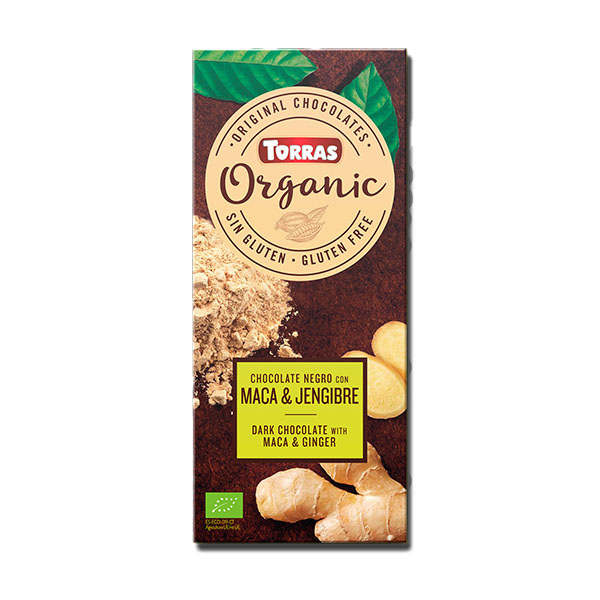 Chocolate negro con maca  jengibre sin gluten 100g. Eco Torras.&nbsp;4,00€
