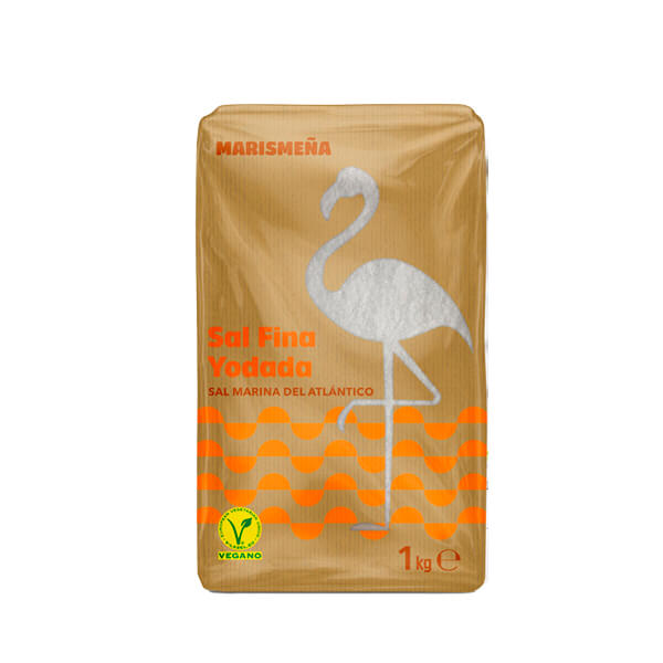 Sal  fina yodada 1Kg vegano Eco Marismeña.&nbsp;1,20€