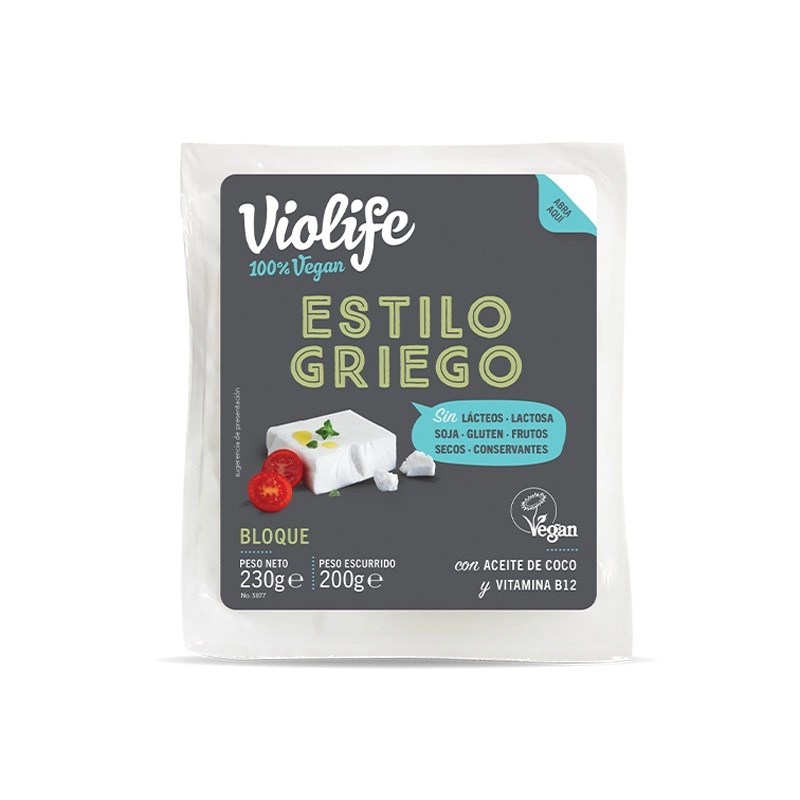 Bloque vegano sabor Queso estilo Griego sin gluten sin lactosa 200gr Violife.&nbsp;3,80€