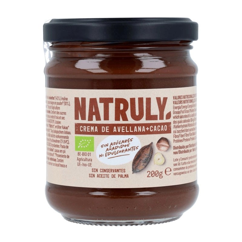 Crema avellana cacao sin azúcar 200g Eco Natruly.&nbsp;8,00€