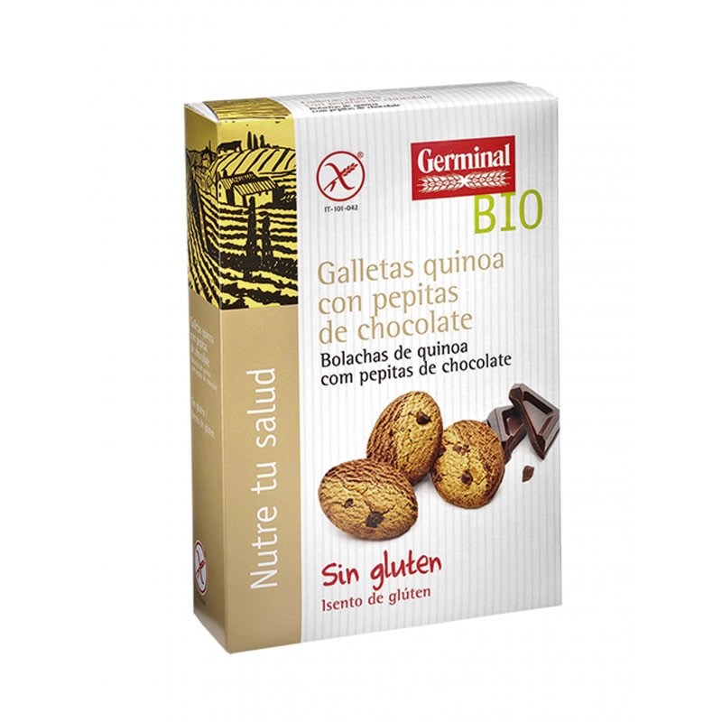 Galletas quinoa con pepitas de chocolate Sin Gluten Sin Lactosa Sin Aceite de Palma 250g Eco Germinal.&nbsp;3,70€