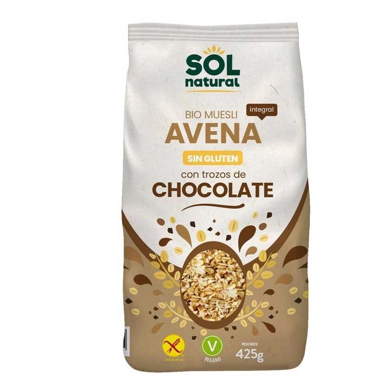 Muesli avena integral y chocolate sin gluten 425g Eco Sol Natural.&nbsp;4,90€