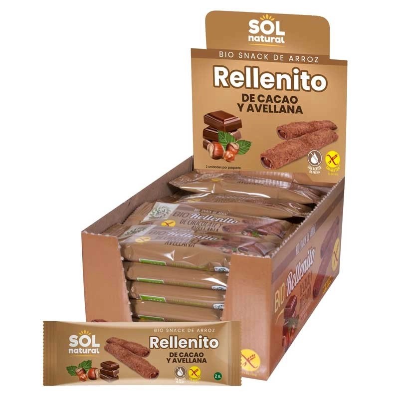 Rellenito de choco y avellanas Eco sin gluten 24x25g Sol&nbsp;Natural