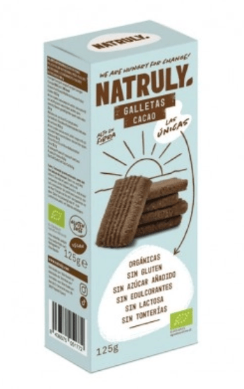 Galletas de Cacao sin gluten sin lactosa 125g Eco Natruly.&nbsp;4,40€