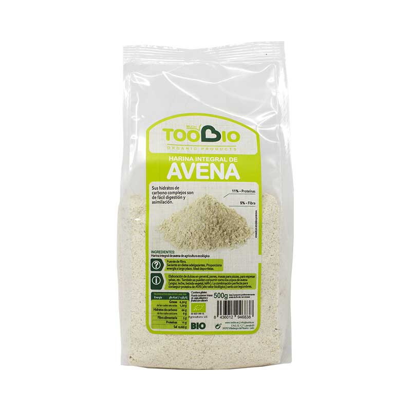 Harina avena integral 500g Eco Toobio.&nbsp;2,10€