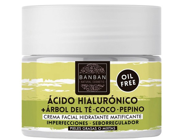 Crema facial árbol del te y ácido hialurónico 50ml Eco Banban.&nbsp;8,40€