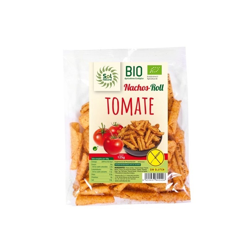 Nachos roll de maiz con tomate sin gluten 125g Eco Sol Natural.&nbsp;2,40€