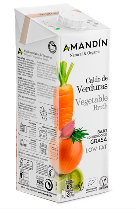 Caldo de verduras sin gluten vegano 1L Eco Amandin.&nbsp;2,70€