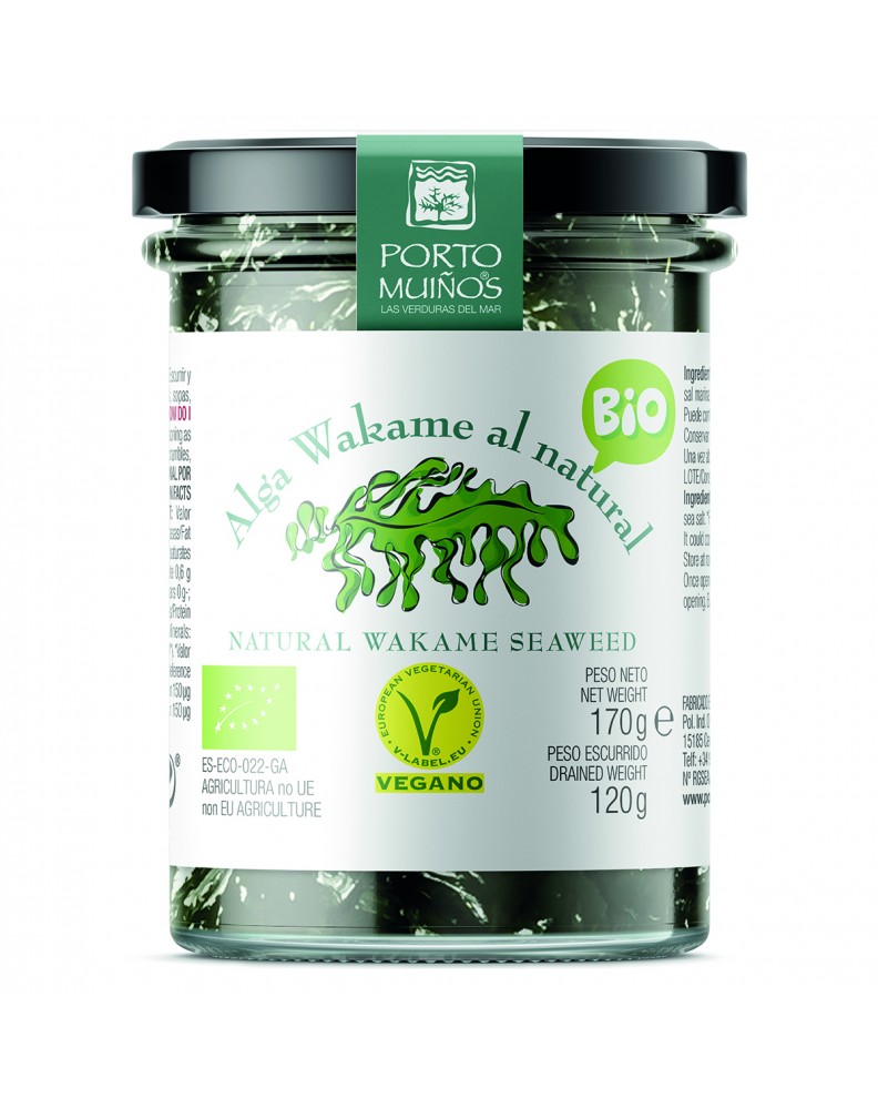 Wakame al Natural en Cristal vegano 170g Eco Porto Muiños.&nbsp;3,00€