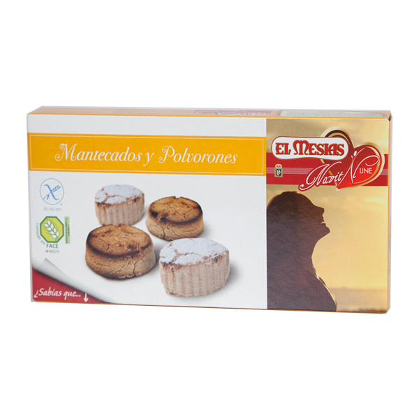 Mantecados y polvorones sin gluten, sin lactosa, sin huevo 120 Grs. El Mesias.&nbsp;2,00€