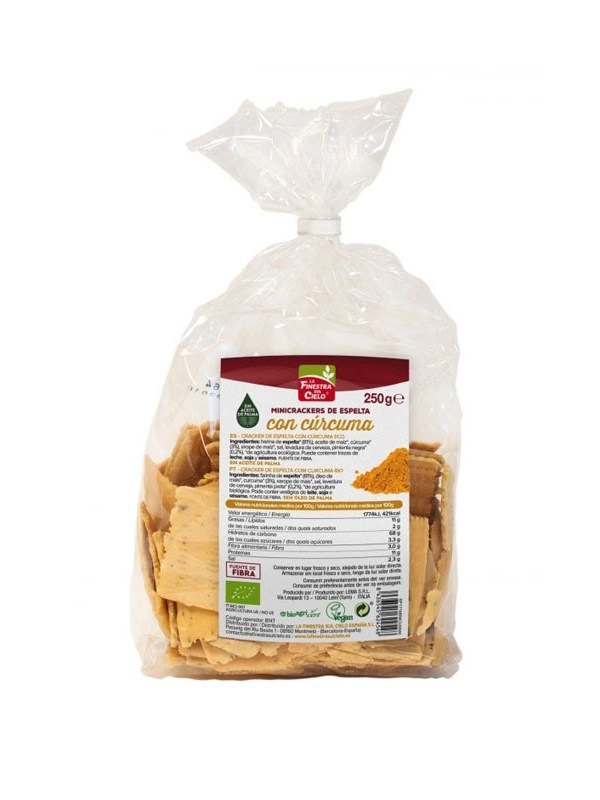 Mini crackers de espelta con cúrcuma y pimienta Eco 250 gr La Finestra.&nbsp;2,80€