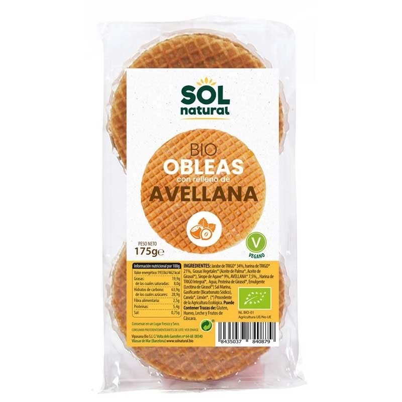 Oblea con avellanas Eco 175g Sol Natural.&nbsp;3,40€