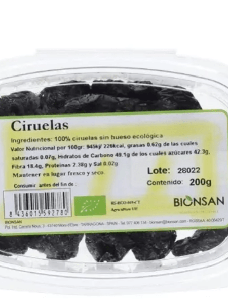 Ciruelas Bionsan Eco 200g.&nbsp;5,00€