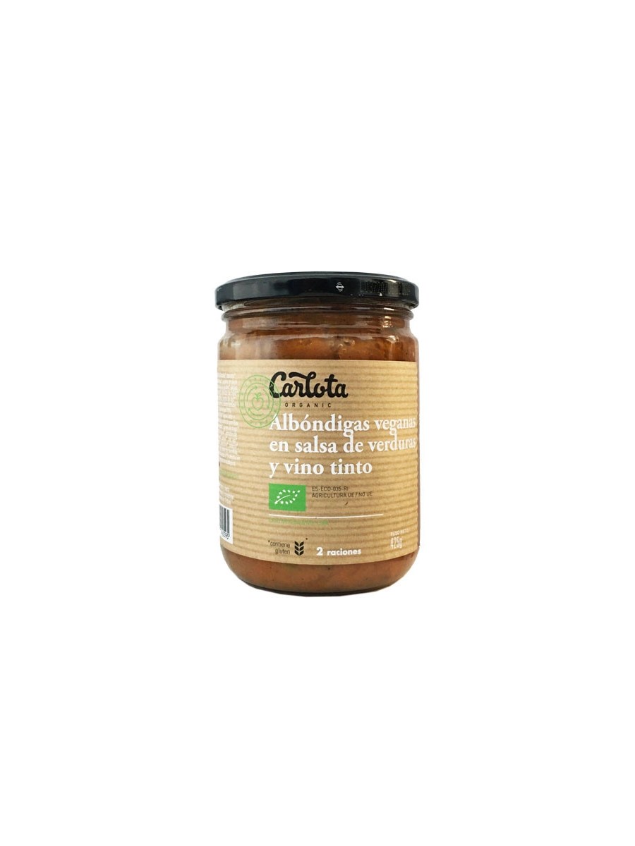 Albóndigas veganas en salsa de verduras y vino tinto Eco 425g Carlota Organic.&nbsp;5,00€