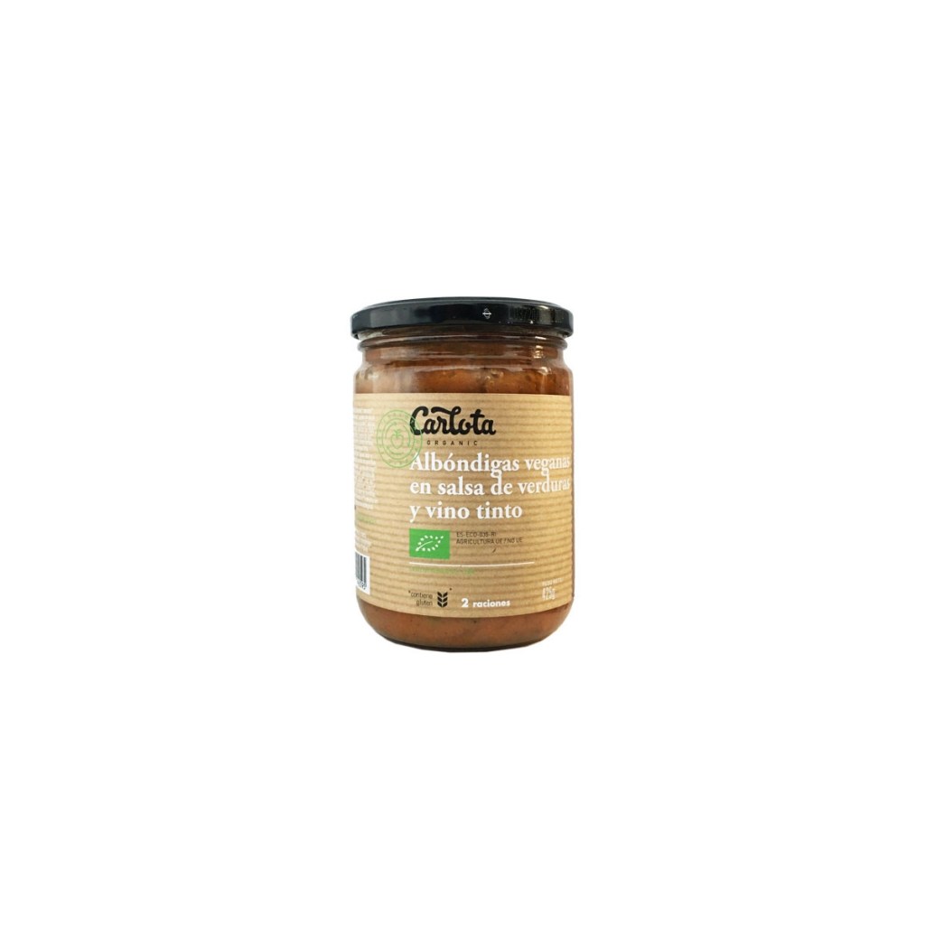 Albóndigas veganas en salsa de verduras y vino tinto Eco 425g Carlota Organic.&nbsp;5,00€
