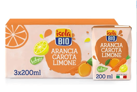Zumo de Naranja, Zanahoria y Limón IsolaBio Eco 3x200ml.&nbsp;3,90€